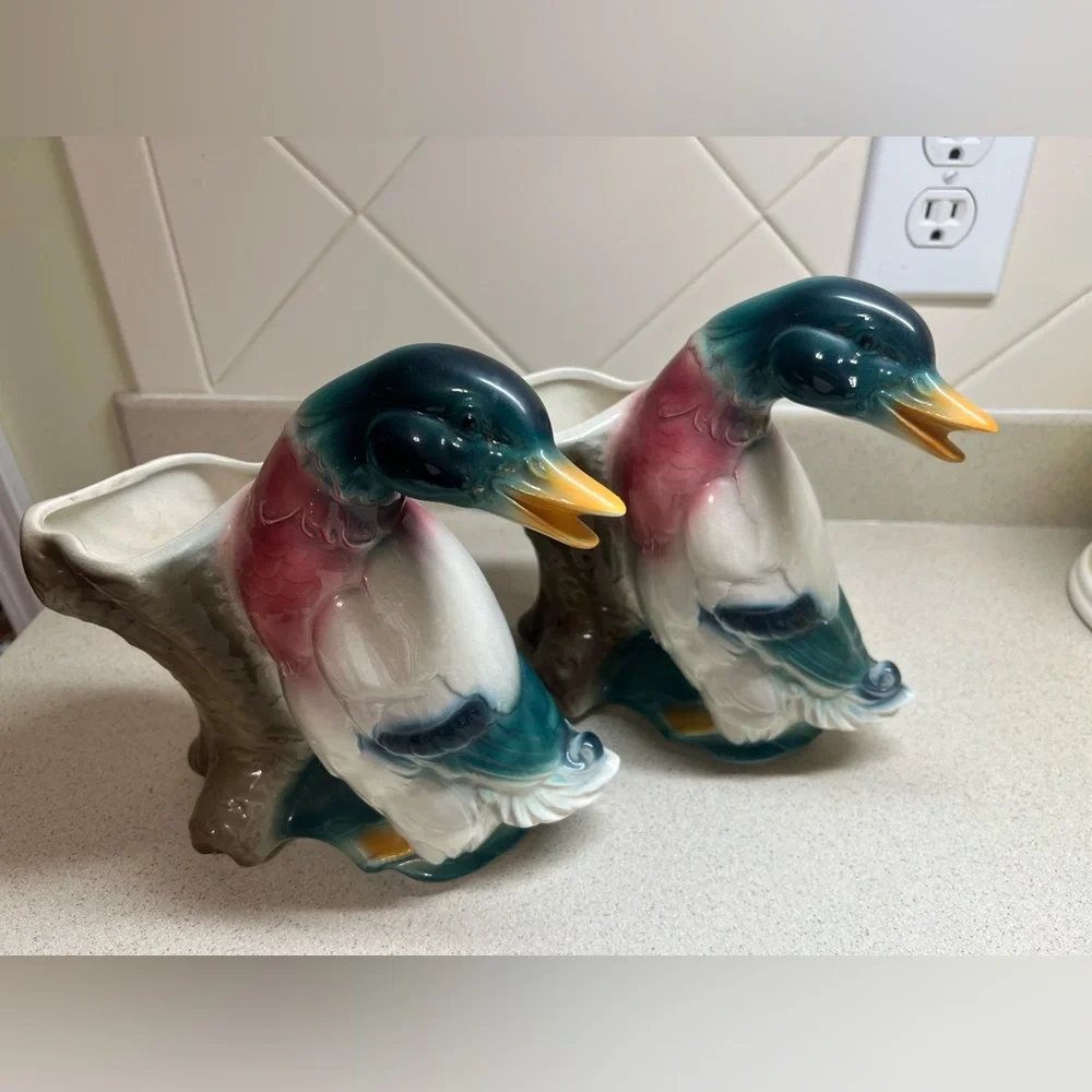 Vintage Royal Copley Mallard Duck Planter - Mid Century Modern - Set of 2
